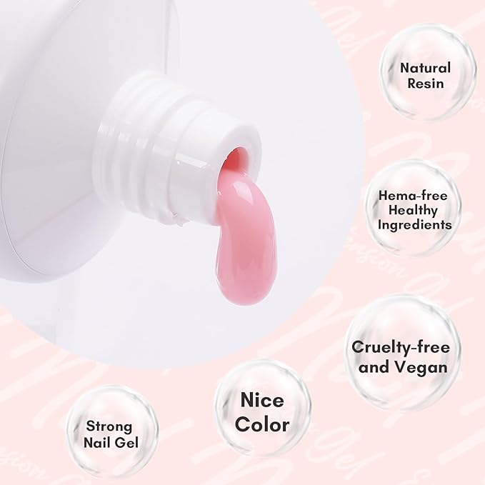 Makartt Poly Nail Gel 50ML Builder, Daisy Pink, Long-Lasting Easy-Use Gel for DIY Salon Quality