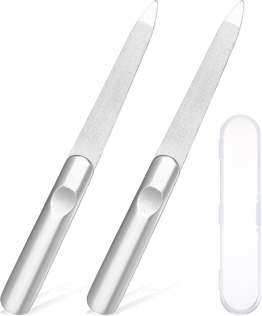 Stainless Steel Diamond Nail File,Double Sided Metal Fingernail Files for Women for Natural Nails Manicure Pedicure