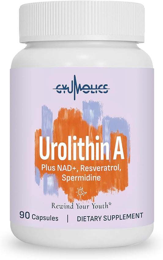 High Dose Urolithin A 1200mg Supplement for Mitochondrial, Cellular Longevity Support for Women & Men, NAD+, Trans-Resveratrol & Spermidine – High Purity & Potency, 90 Capsules