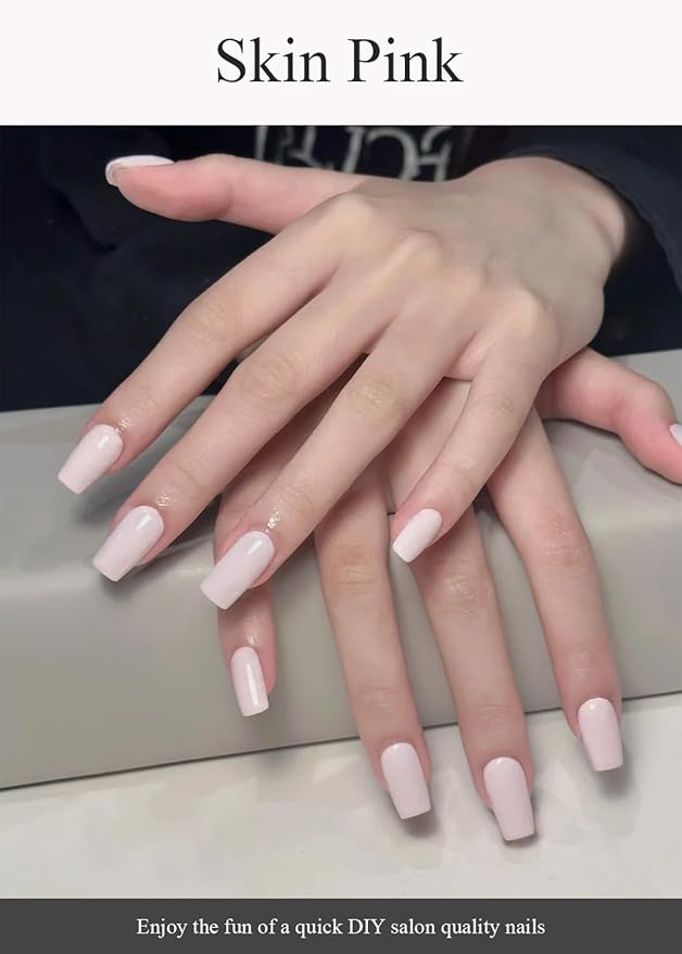 Semi Cured Gel Nail Strips (Skin Pink), 20 Pcs Gel Nail Wraps, Stickers, UV Light Required, Salon Quality, Long Lasting