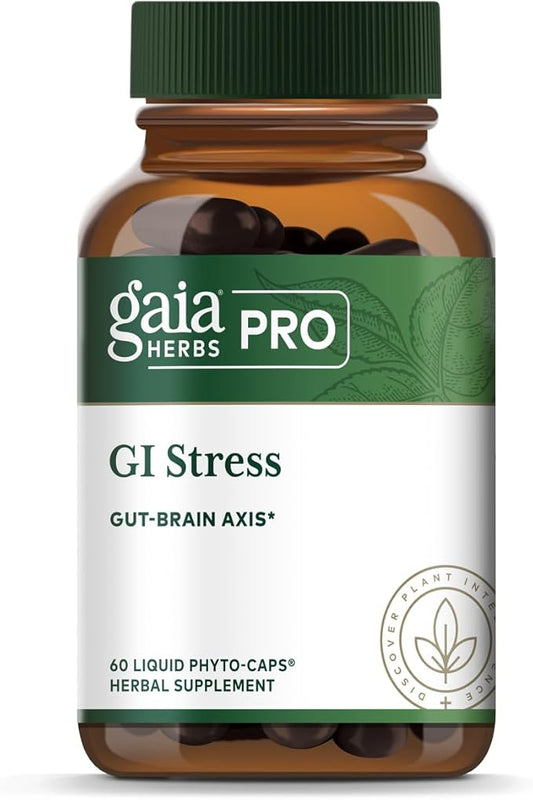 Gaia Herbs PRO GI Stress - Digestion Supplement for Times of Stress - Contains Holy Basil, Lemon Balm, Chamomile & More - 60 Liquid Phyto-Caps
