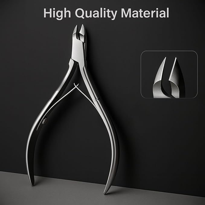 UM Supplies Cuticle Nipper with 2 Pushers and Nail Cutter 4 Pieces Travel Set Stainless Steel | Manicure Pedicure Tool for Nail Care 1/2 Jaw 14 (5mm) Double Spring