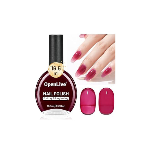 16.5ml Jelly Rose Red Nail Polish Large Volume Quick Dry Nail Polish, Long Lasting Shine, Fingernail Toenail Nail Art DIY Home Travel Nail Art Gift