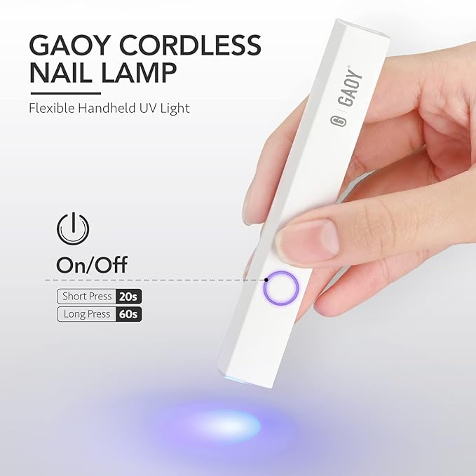 GAOY Handheld UV Light for Gel Nails, Mini Nail Lamp, Portable Cordless Rechargeable, Fast Curing
