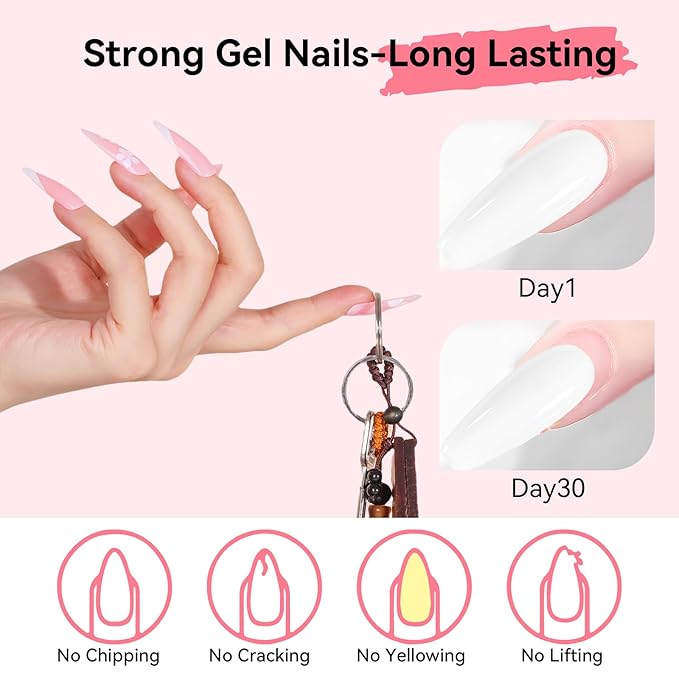 Makartt Poly Nail Gel,White,50ML,Nail Extension Builder for French Manicure, Hard Gels for Nails Strengthener-Long-Lasting and Easy to Use Supplies Salon Nail Art Design Easy DIY at Home