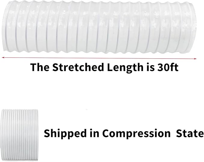 JUYO VONSAN 4 inch Dust Collection Hose 4” Flex Heavy Duty Clear PVC Debris Collector Hose With Connector and Clamps (4'' X 30ft)