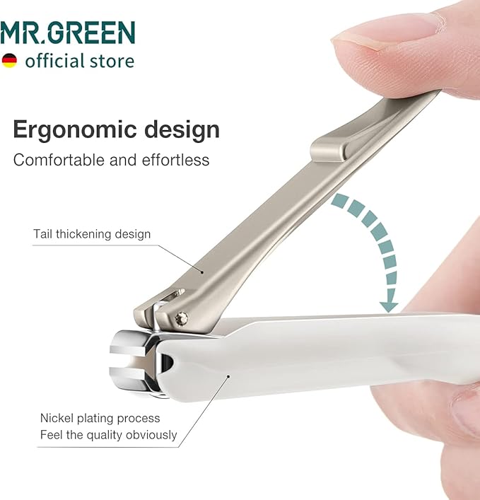 MR.GREEN Nail Clippers Anti Splash Fingernail Cutter Stainless Steel Manicure Tools Nail Scissors Detachable Design Nail Trimmer (M+Nano Glass File)