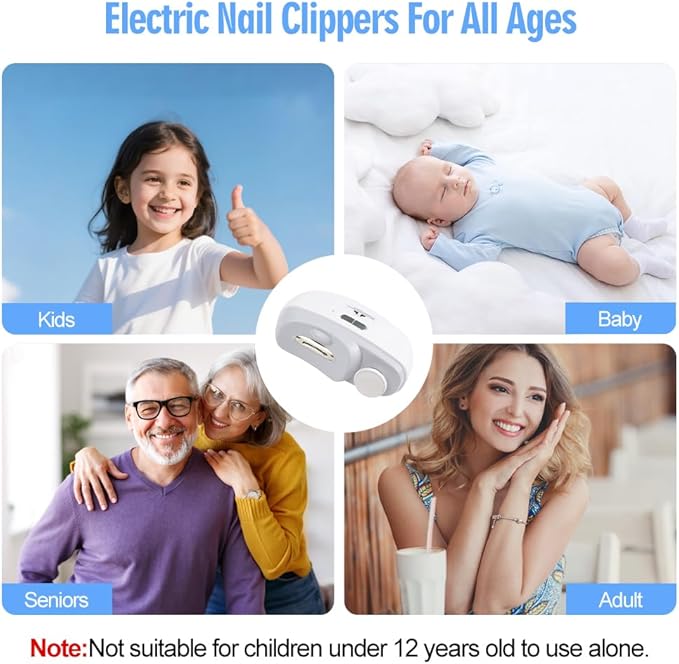 Electric Nail Clipper with Polishing - 2 in 1 Automatic Nail Clippers,Dust Storage & LED Light,Rechargeable,Cordless Electric Nail Trimmer for Men/Women/Seniors/Kids