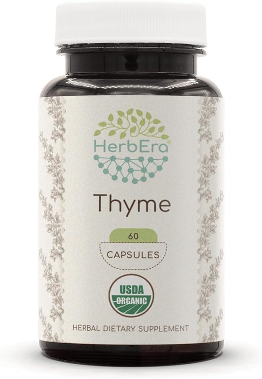 Thyme 60 Capsules, 800 mg, USDA Organic Thyme (Thymus Vulgaris) Dried Leaf (60 Capsules)