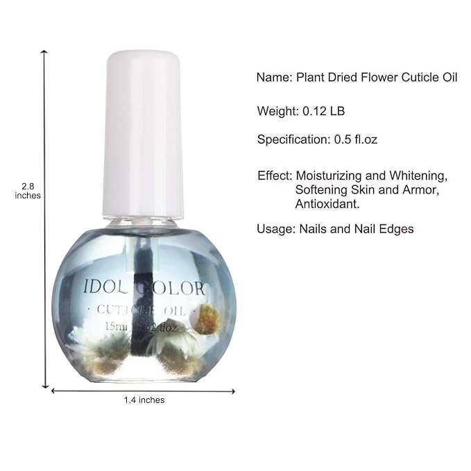 Flowery Scented Cuticle Oil, Infused with Real Flowers, Cuticle Revitalize Oil, Nail Oil For Growth And Strength, Cuticle Remover - Nail Strengthener - Cuticle Softener (0.5 fl.oz, JASMINE)