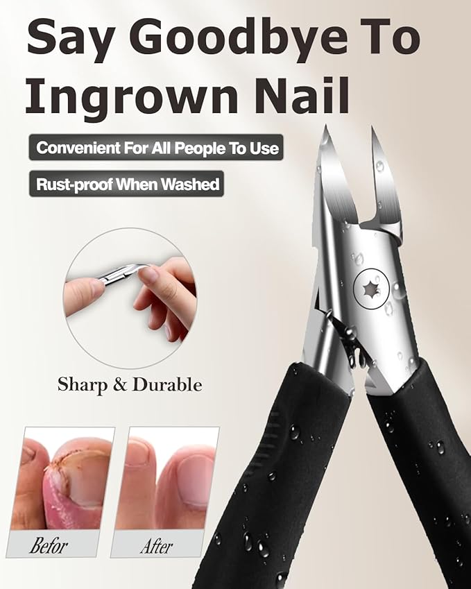 Toenail Clippers for Ingrown & Thick & Hard Nails - Ingrown Toenail Clippers for Men Women Seniors - Fingernail Toe Nail Clippers with Sharp Blades/Effort-Saving Spring/Long Non-Slip Handle Design