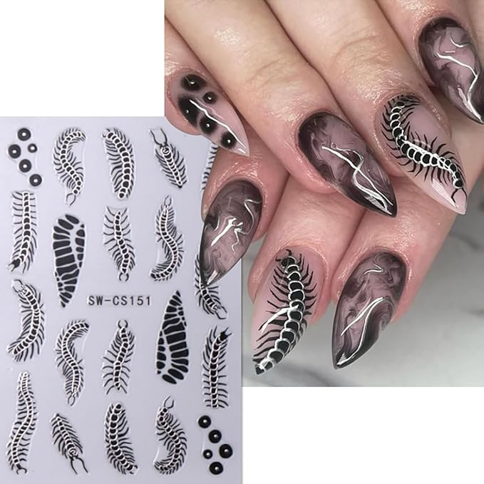 Halloween Nail Stickers, 3D Self-Adhesive Cute Ghost Nail Art Decals, DIY Holiday Nail Decoration Supplies Charms for Women and Girls, Autumn Nail Art, 6 Sheets
