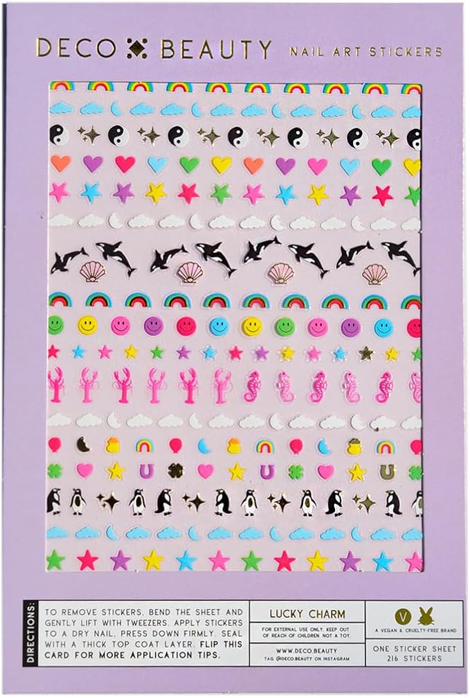 Deco Beauty Lucky Charm Nail Stickers - Trendy, Long-Lasting Nail Art Decals – Easy DIY Application for Salon-Quality Manicures