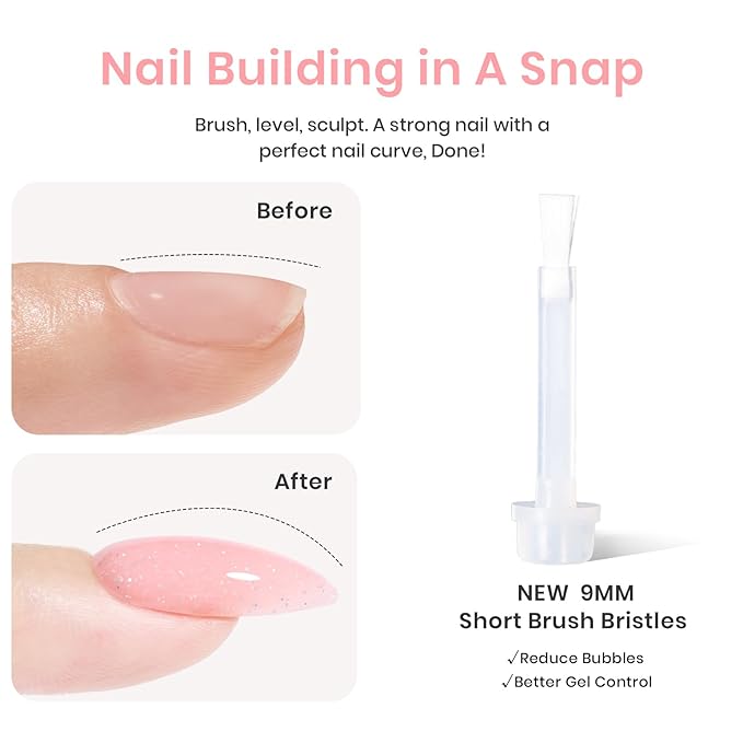 Beetles Builder Gel for Nails-Starlit Nude 7 in 1 Nail Thickening Strengthening Building Apex for Beginner DIY Salon at Home,Shimmer Pink Builder Nail Gel,UV & LED Lamp Cured Needed
