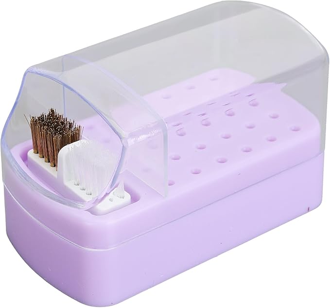 Dioche Nail Drill Bit Holder Stand, Dust Proof Storage Container Box Case Organizer for Home Use or Nail Salon with 30 Holes, Gold ( 3)