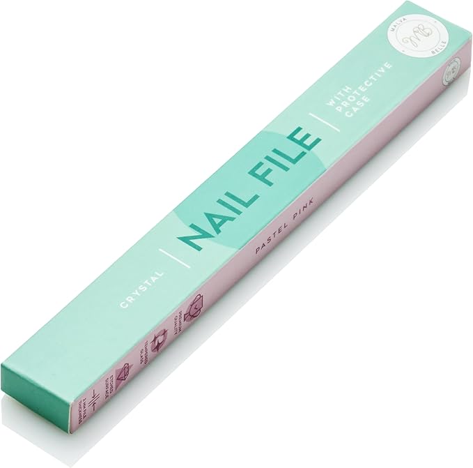 Best Crystal Glass Nail File & Travel Case - Heavy Duty Professional Nail Shaper - Pink 2mm