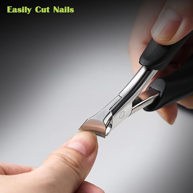 FVION Heavy Duty Nail Clippers for Men, Firm-Grip Toenail Clippers for Seniors' Thick Nails, Nickel Plated Professional Ingrown Toenail Clippers