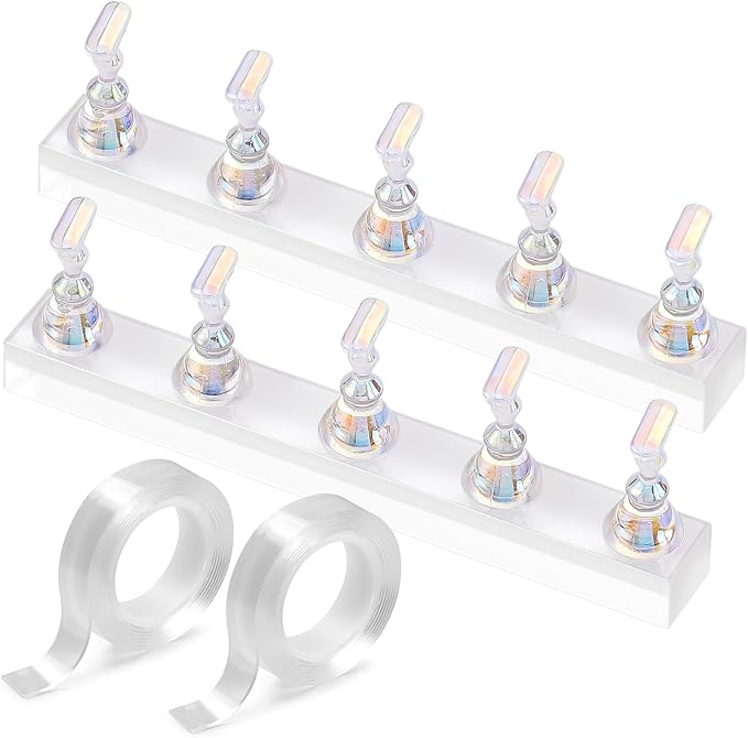 Etercycle Nail Stand for Press On Acrylic Nails Art Display Stand Nail Holder for Painting Magnetic Nails Stand with Double-sided Tape for Home DIY Salon Supplie (Clear)