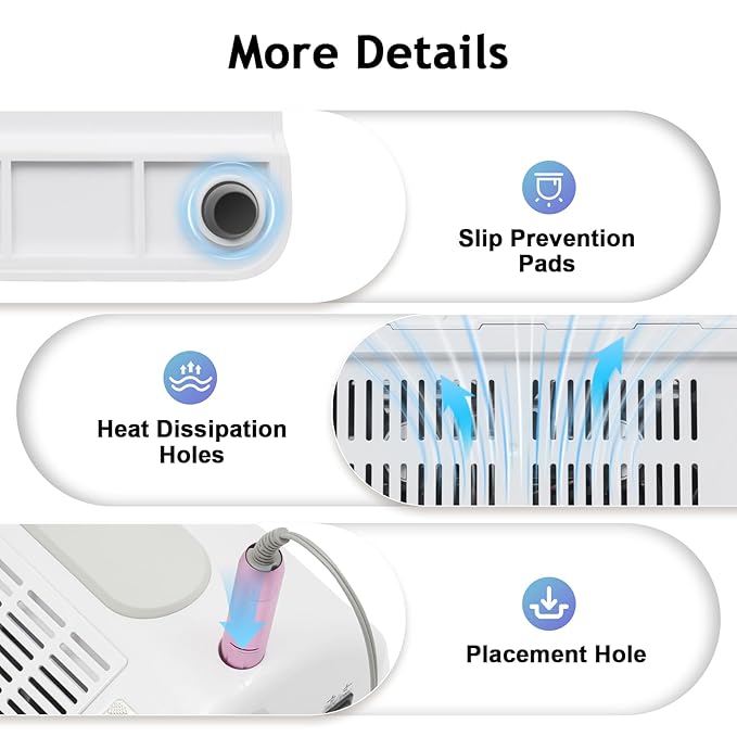 5 in 1 Nail Dust Collector 40W Nail Vacuum Dust Collector Extractor Professional 30000rpm Electric Nail Drill Machine With 48W/96W UV LED Nail Lamp Nail Art Tool With LED Light