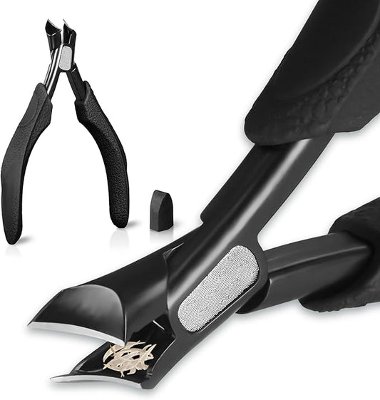Slanted Ingrown Toenail Clippers for Thick Toenails, Anti Splash Podiatrist Toe Nail Clippers for Men Seniors, Stainless Steel Sharp Blade Precision Nippers with Comfort Handle
