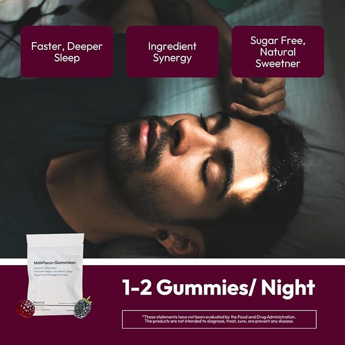 BIGVITA Melatonin Gummies+ | Natural Sleep Support with L-Theanine, Chamomile & Botanicals, Rest & Recharge