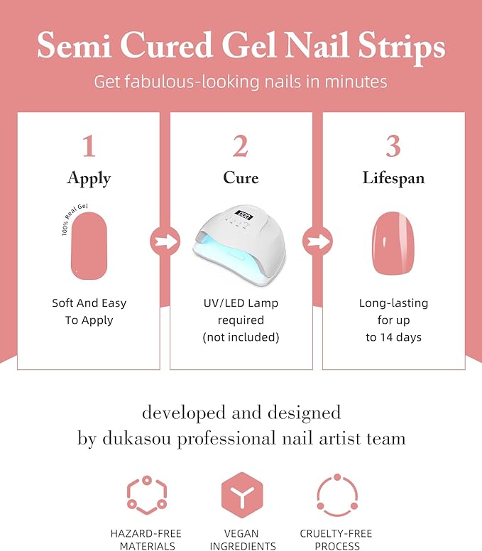 Semi Cured Gel Nail Strips, 28 pcs UV Gel Nail Stickers Full Nails Wraps for Women Home DIY Nails Art, UV Light Required(Blue Ink Painting)