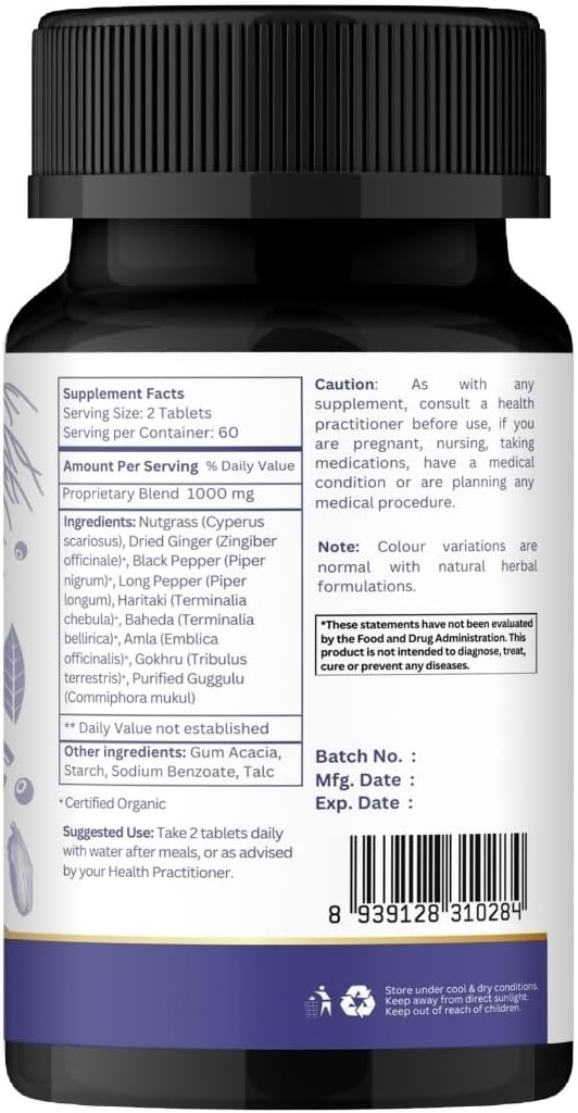 Gokshuradi Guggulu 120 Tablets - May Support Urinary, Bladder Health* - Ayurvedic Formulation - Certified and Vegetarian (1)