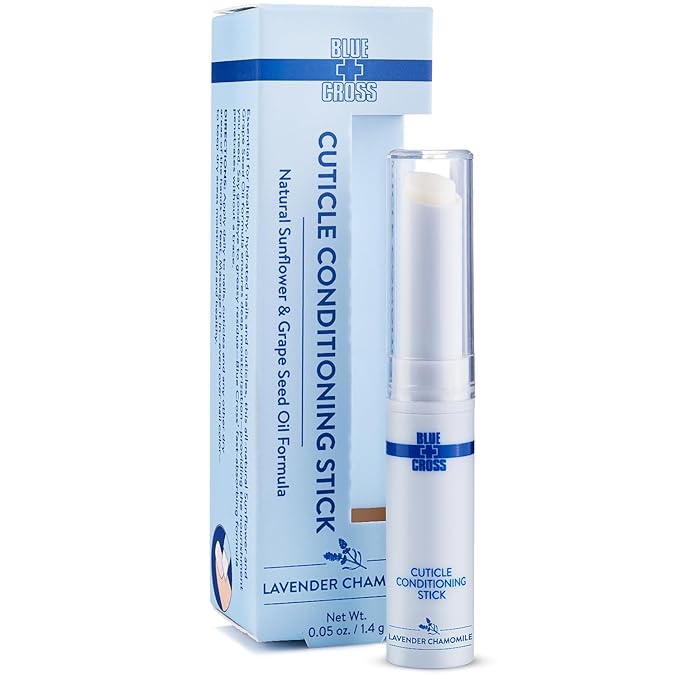 Blue Cross Cuticle Balm Conditioning Stick, Scented Cuticle Softener Oil Balm, Nourishing Sunflower & Grape Seed Oil, Professional Nail Care Supports Dry + Damaged Cuticles, 0.05oz, Lavender Chamomile