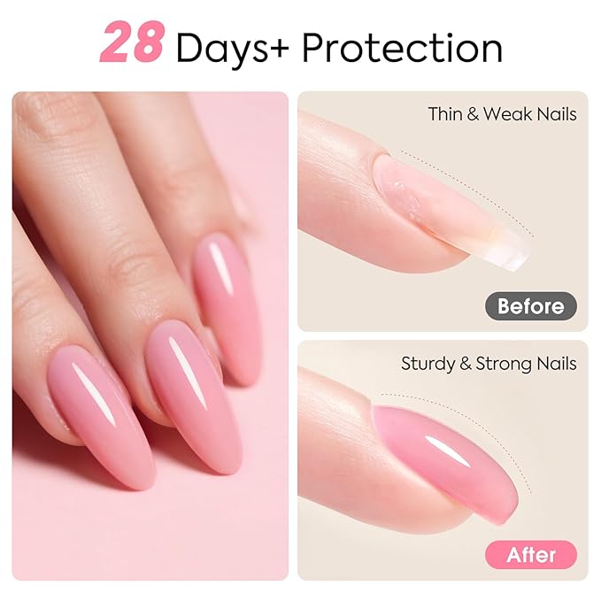 CANNI Rubber Base Gel – 9ml Peach Pink Base Coat Gel, Natural Cover Strengthening for Weak Nails, Soak Off UV LED for DIY Salon Manicure