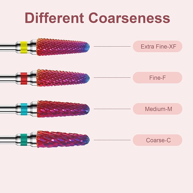 3/32" 2PCS Clean Cone Bits Medium Grit Carbide Cuticle Cleaner Bit for Electric Nail Drills – Professional Manicure Tool for Nail Salons and Home Use (M Grit. Purple)