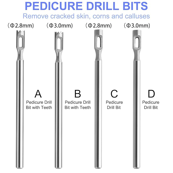 Stainless steel Corn Remover Drill Bit Medical Pedicure Faster Removal Cracked Skin Foot Callus Cuticle Cutter Rotary Bits Tool Sanding Polishing Head,Feet Filing Nails for Manicure (2.8mm)