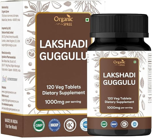 Lakshadi Guggulu 120 Tablets - Bone and Joint Support with hadjod, arjuna and guggulu* - Ayurvedic Formulation - Certified and Vegetarian (1)