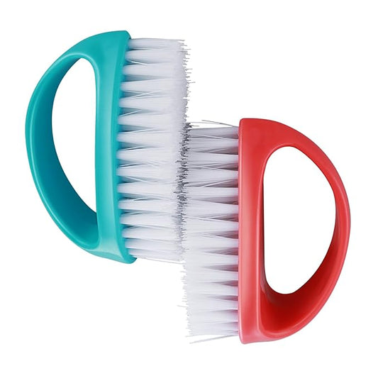 2 Pcs Hand and Nail Brush, Nail Clippers Heavy Duty Scrub Clean Brushes with Nylon Bristles for Cleaning Soft Stiff Fingernails Fingers Toes and Nails Scrubber Men Women(Red, Blue)