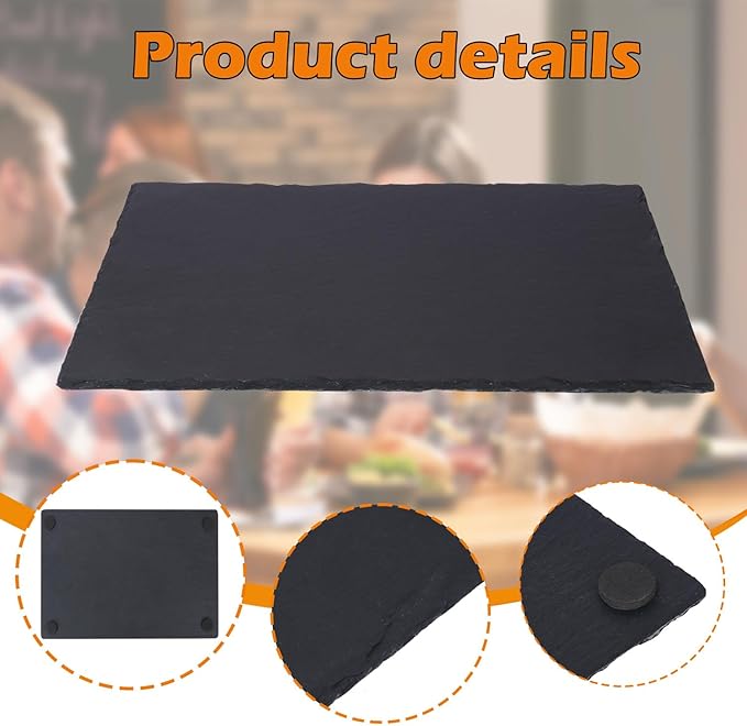 10 Pack 12 x 8 Inch Slate Cheese Boards, Black Rectangle Slate Charcuterie Boards, Natural Charcuterie Stone Plates for Parties, Gifts, and Special Events, Cheese, Sushi, Food.