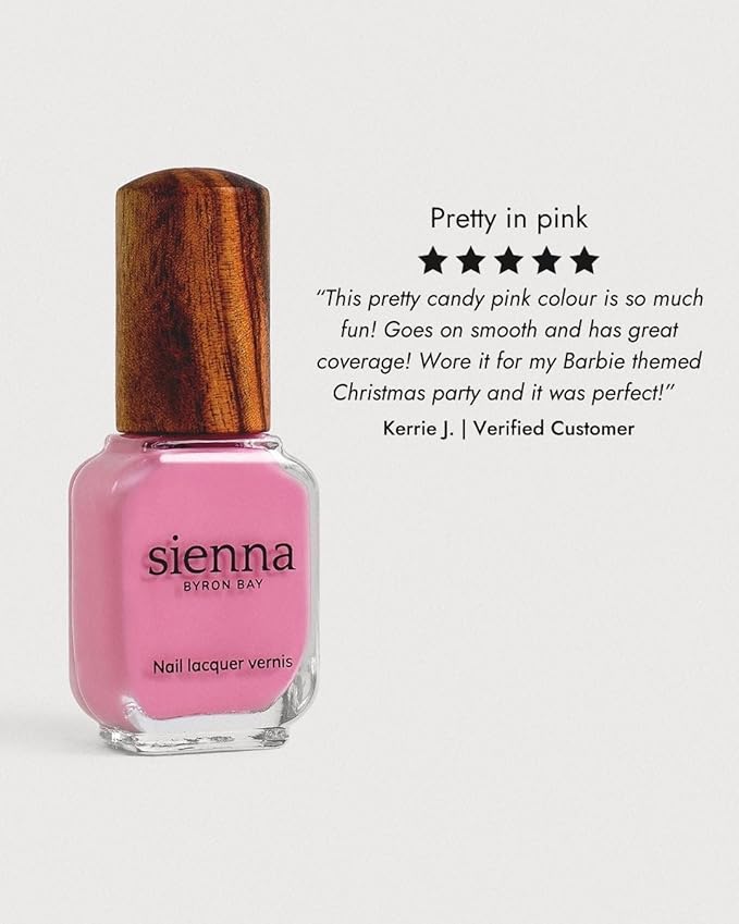 Sienna Byron Bay Magnolia, Classic Pink Natural Nail Polish, Long-Lasting, Vegan & Cruelty-Free, 10ml – .34 fl oz.