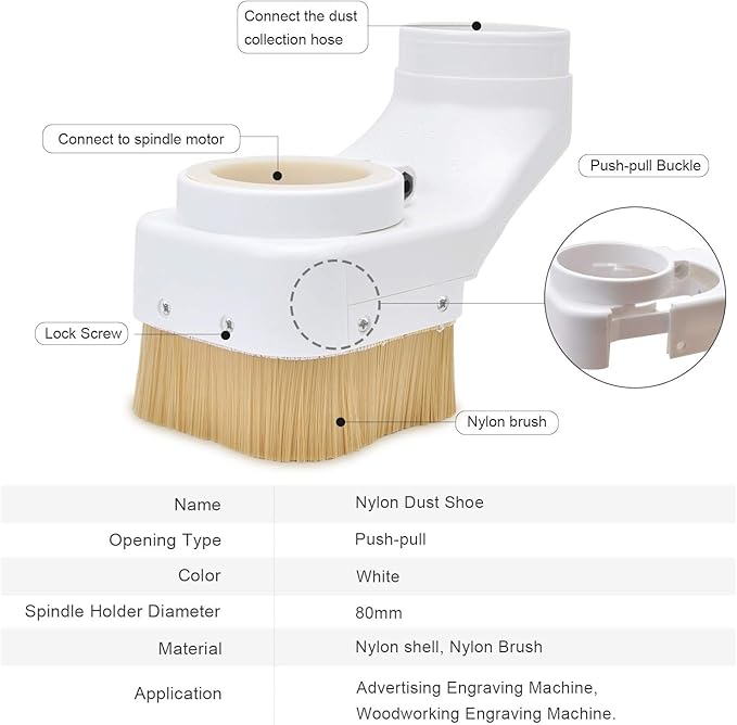 Daedalus NL330 CNC Dust Shoe, 80mm, White