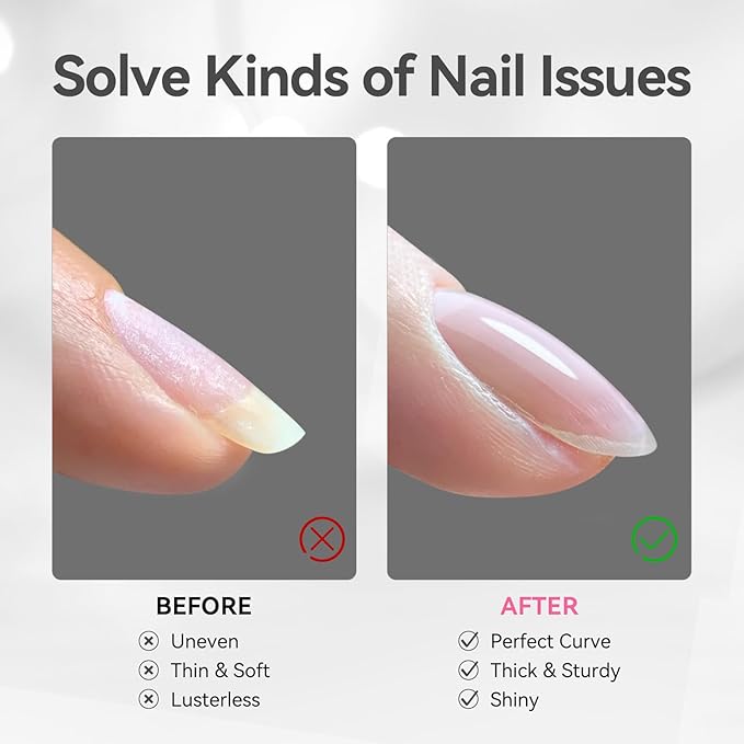 Born Pretty Glossy Top Gel, Clear Builder Nail Gel for Nails, 8 in 1 Nail Strengthener in a Bottle, Builder Extension Gel for Nails Shine Finish and Long Lasting Nail Protection Soak Off 15ml 2pcs