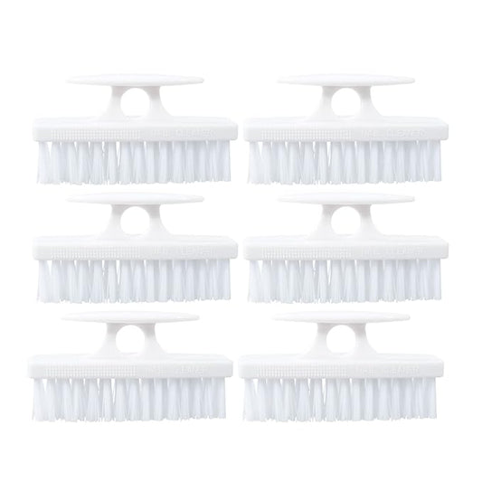 Superio Nail Brush for Cleaning Fingernails, Nail Scrubber Brush, Toe Foot Hands Fingernail Brush Cleaner- Small Scrub Brush- All-Purpose Stiff Cleaning Brush for Home, Kitchen, Work, (6, White)