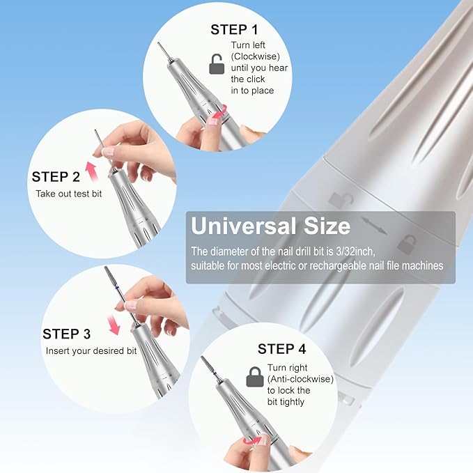 Cuticle Nail Drill Bit, 3/32'' Professional Safety Diamond Under Nail Cleaner for Cuticle Dead Skin Nail Prepare, Beginners Bits, Experienced Tech,Cone Shape (Medium)