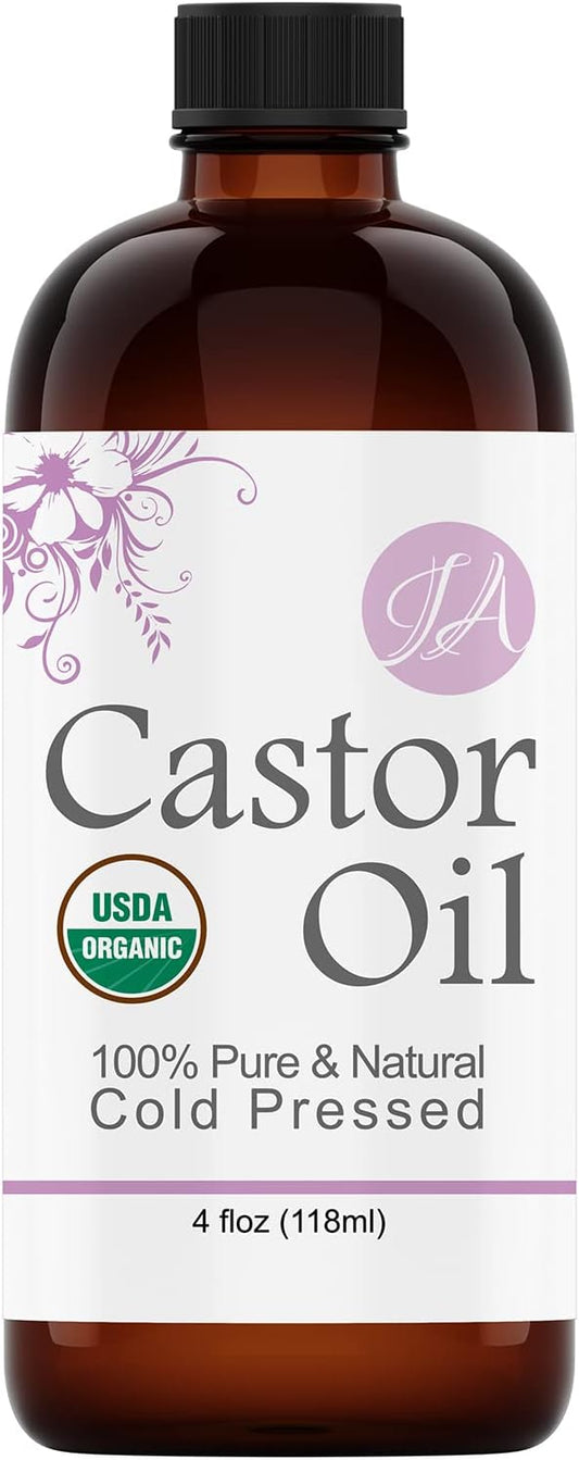 Healing Solutions Oils - 4 oz Castor Oil Organic Pure Natural, Cold Pressed, Hexane & Chemical Free Natural Solution, Lash Serum, Stimulates Growth For Hair, Eyelash, Eyebrows, Scalp & Beard - 118ml