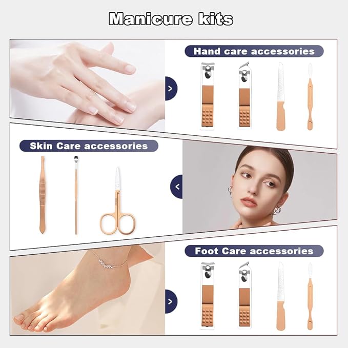 Manicure Kit Christmas Stocking Stuffers for Men, 7 Pcs Manicure and Pedicure Kit, Blue Nail Care Kit Christmas Gifts for Adults, Christmas Gifts for Teens Dad Husband Boyfriend Father