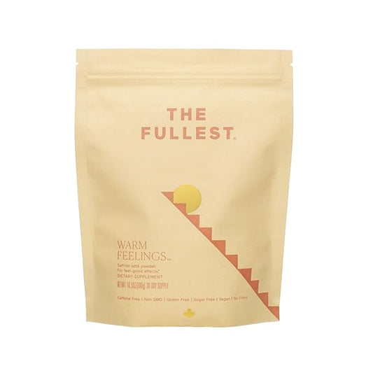 THE FULLEST - Warm Feelings 30-Day Supply Saffron Latte Bag - Saffron, Cardamom, and Coconut Milk Based Wellness Powder for Mood and Sleep Support, Sugar-Free, Vegan, and Gluten-Free, 30 Servings