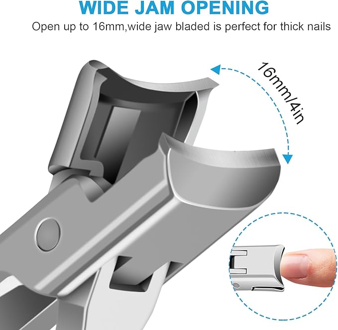 Heavy Duty Nail Clippers for Men with Catcher, Toe Nail Clippers for Thick Nails, Wide Opening, Self Collecting, Ultra-Sharp and Durable EDC Fingernail Toenail Clippers for Men and Women