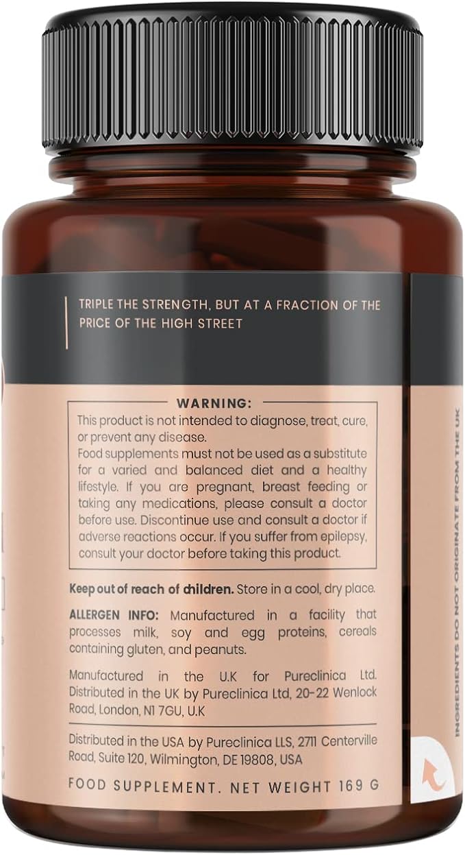 pureclinica Hyaluronic Acid 300mg x 1080 Tablets (6 Bottles of 180 Tablets - 3 Years Supply). Triple Strength Hyaluronic Acid. 300% Stronger Than Any Other HLA Tablet