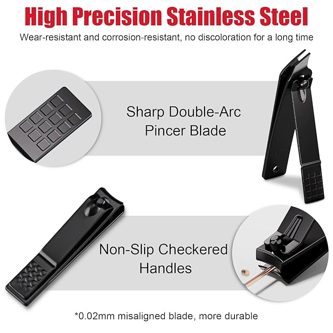 Manicure Set 10 in 1 Mens Gifts Travel Nail Clippers Set for Him, Mens Grooming Manicure Kit Pedicure Tools for Men Women Girls Boys Parents Husband Wife with Black Leather Case