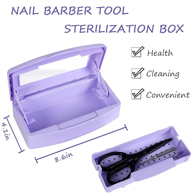 Gusnilo Nail Tool Sterilizer Box barbicide Disinfectant Jar Plastic Disinfectant Container Suitable for Nail Tools Hair Salons Beauty Centers and Manicure and Nail Equipment(Purple)