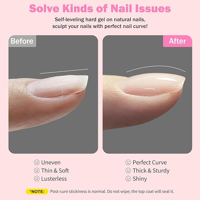 Builder Gel for Nails, 15ml 7 in 1 Builder Gel Nail Polish, LED Lamp Cured for Clear Rubber Base & Strengthener Extensions, Thickening, Repair, Salon-Quality DIY Manicure (Pink)