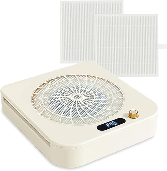 Nail Dust Collector, 45-Level Adjustable Vacuum Fan Dust Extractor with Reusable Filter, Portable Nail Dust Extractor with LED Display for Home and Professional Salon Use 11.06×9.21×3.54 in