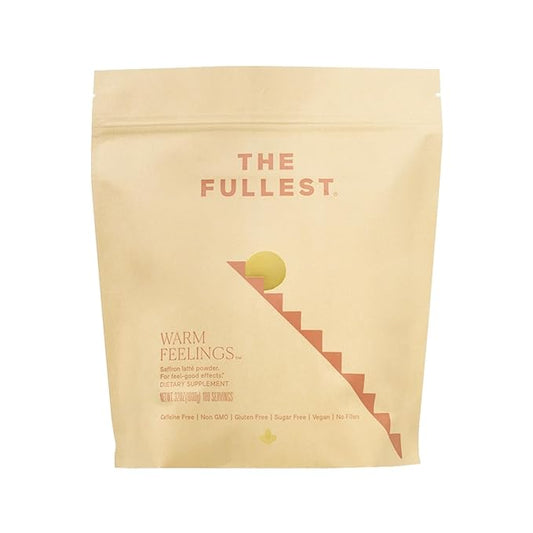 THE FULLEST - Warm Feelings 100-Day Supply Saffron Latte Bulk - Saffron, Cardamom, and Coconut Based Wellness Powder for Mood and Sleep Support, Sugar-Free, Vegan, and Gluten-Free, 100 Servings