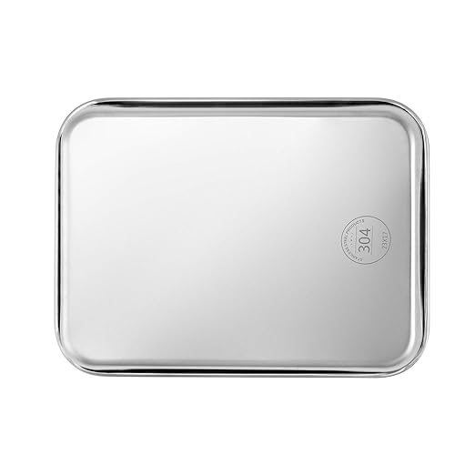 QWORK Stainless Steel Surgical Tray, for Medical Instruments, Tattoo, Surgical Supplies, 10 5/8" x 6 11/16" x 1", Flat Bottom Tray